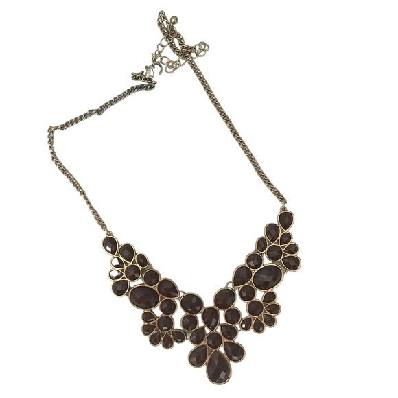 Francesca’s Collections Gold Brown Teardrops Necklace - Picture 1 of 2